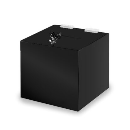 Skarbonka urna z pleksi czarnej 3mm, 15x15x15cm,  SKR15CZ3