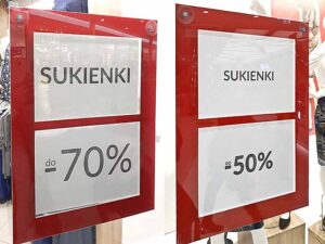 kieszeń na kartki z informacją o rabatach