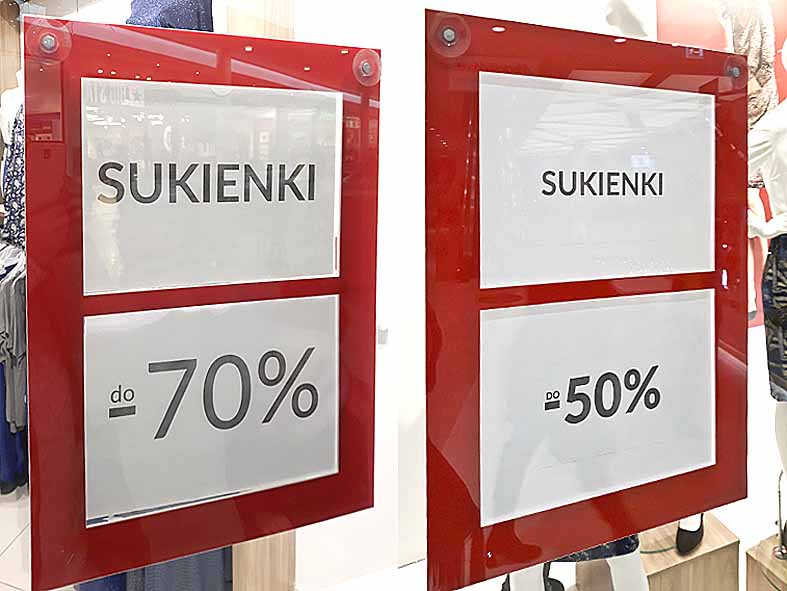 kieszeń na kartki z informacją o rabatach