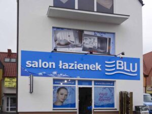 szyld sklepowy salonu łazienek